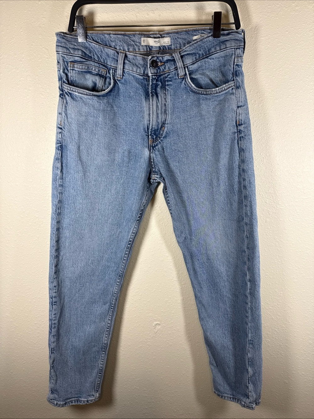 Mango Man Ben Jeans Light Wash Tapered Leg Sz 30 Cotton Stretch 90s Classic